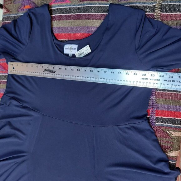 New Harper Greer Womens 3X Navy 3/4 Sleeve Fit & Flare Lisa Dress Stretch $165 - Picture 8 of 9